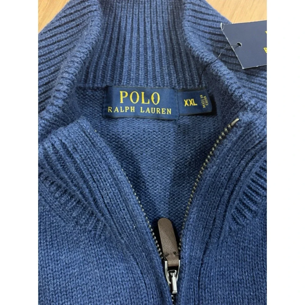 New Polo Ralph Lauren 1/4 Zip Mens XXL Blue Quarter Zip Sweater Pullover NWT